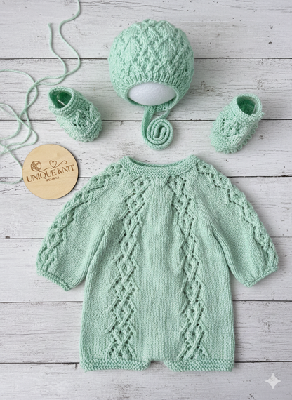 "Annabelle" Romper knitting pattern for reborn doll 16-22" or 0-3 Month old baby