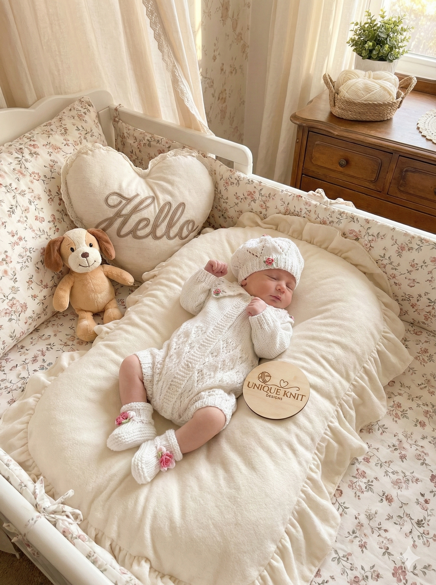 "Lillies ” Romper Knitting pattern for Reborn doll 16 -22” or 0-3 Mth Old Baby