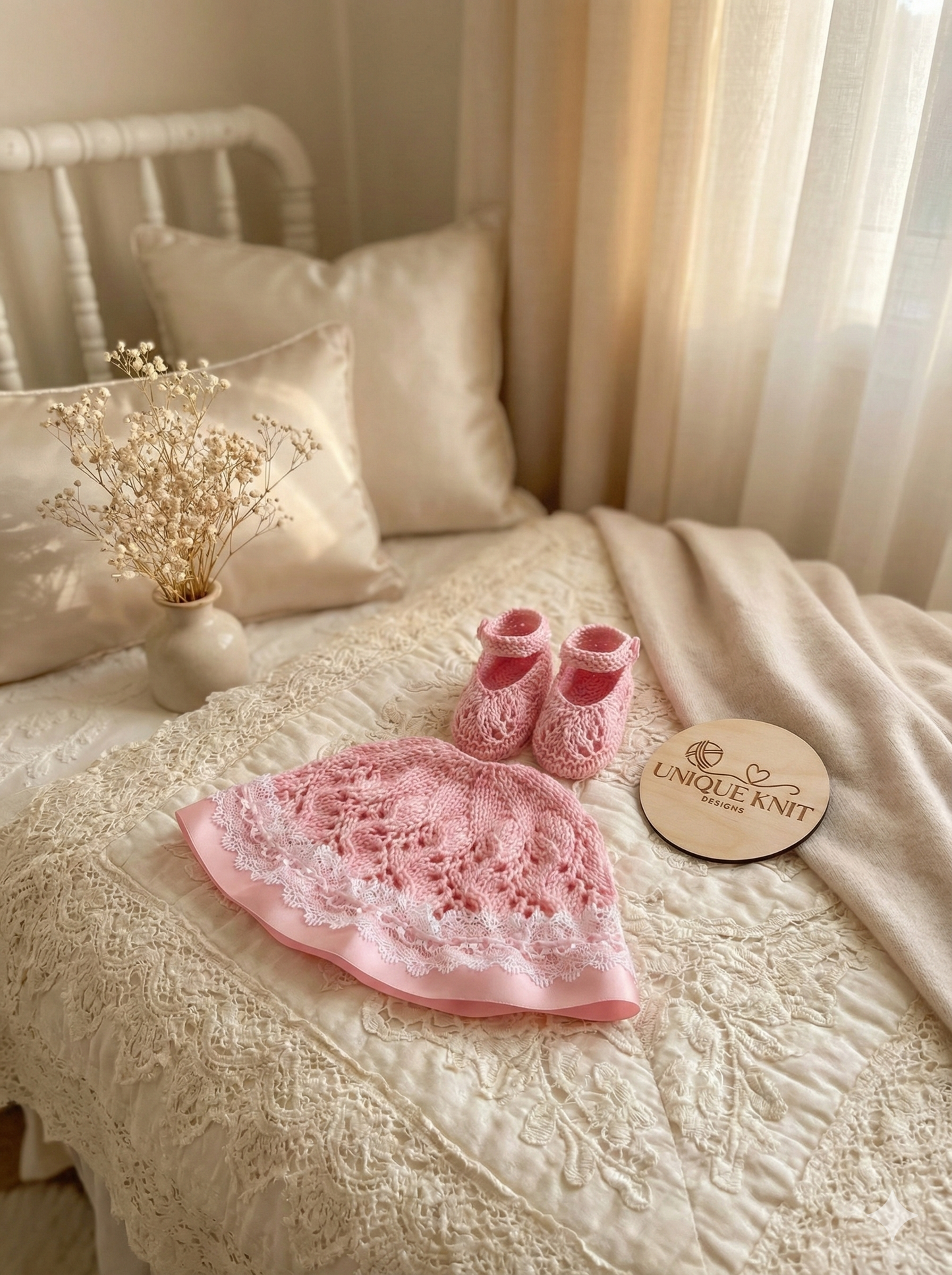 "Sakura” Dress set knitting pattern for Reborn doll 16 -22” or 0-3 Mth Old Baby