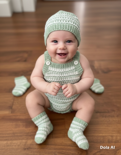 "Kiwi” Romper Knitting pattern set for Reborn doll 16 -22” or 0-3 Month Old Baby
