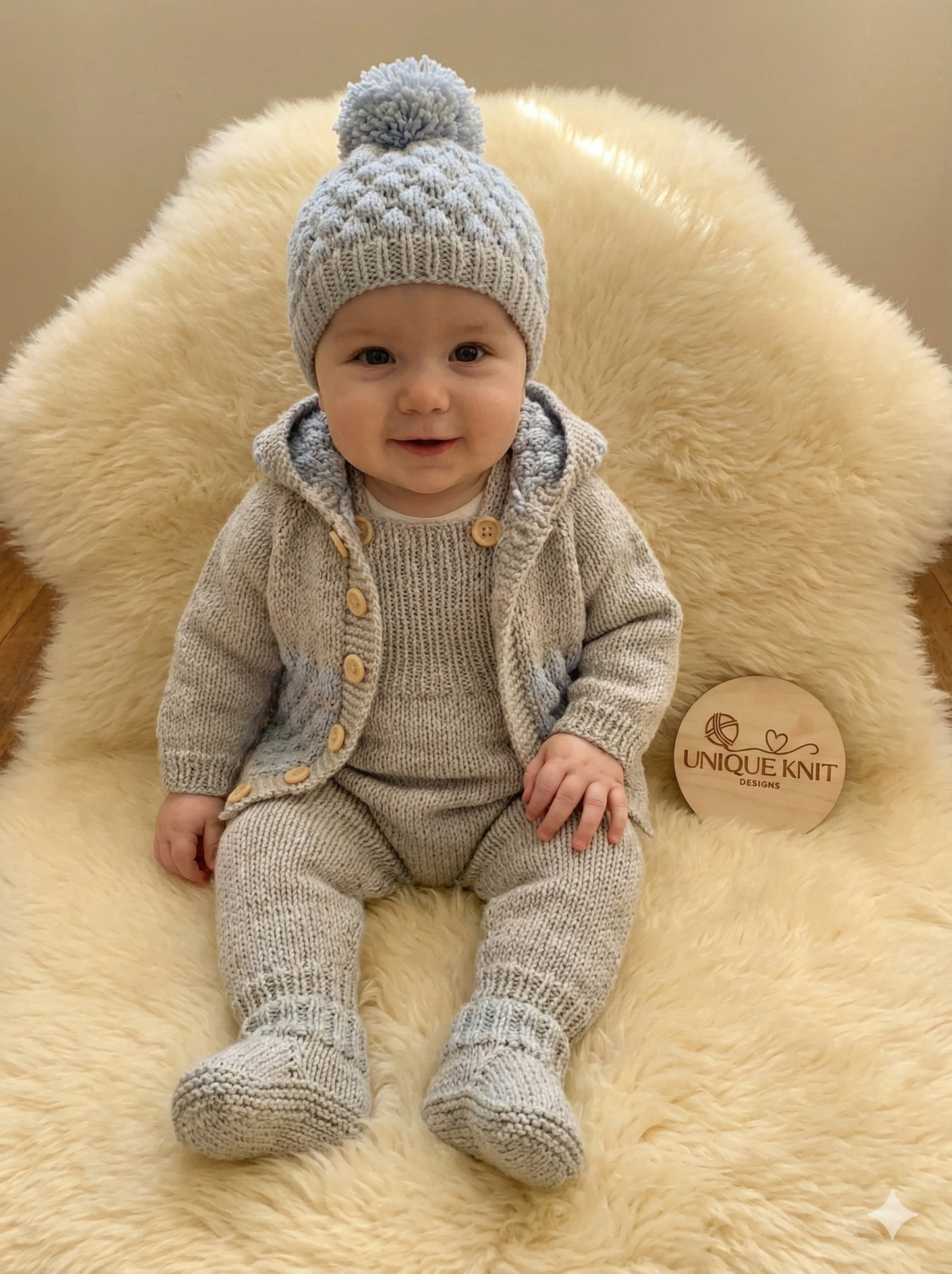 "Popcorn” 4 Piece set Knitting pattern for Reborn doll 16 -22” or 0-3 Month Old Baby