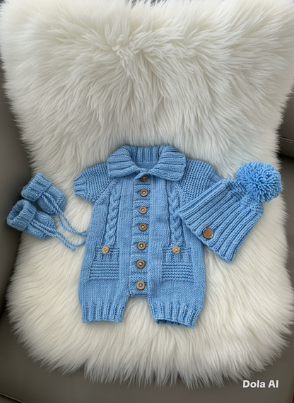 "Acorn" Romper Set Knitting pattern for Reborn doll 16 - 22” or 0-3 Mth Old Baby