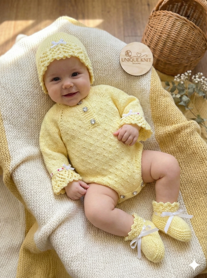 "Chelsea" Romper knitting pattern for reborn doll 16-22" or 0-3 Month old baby