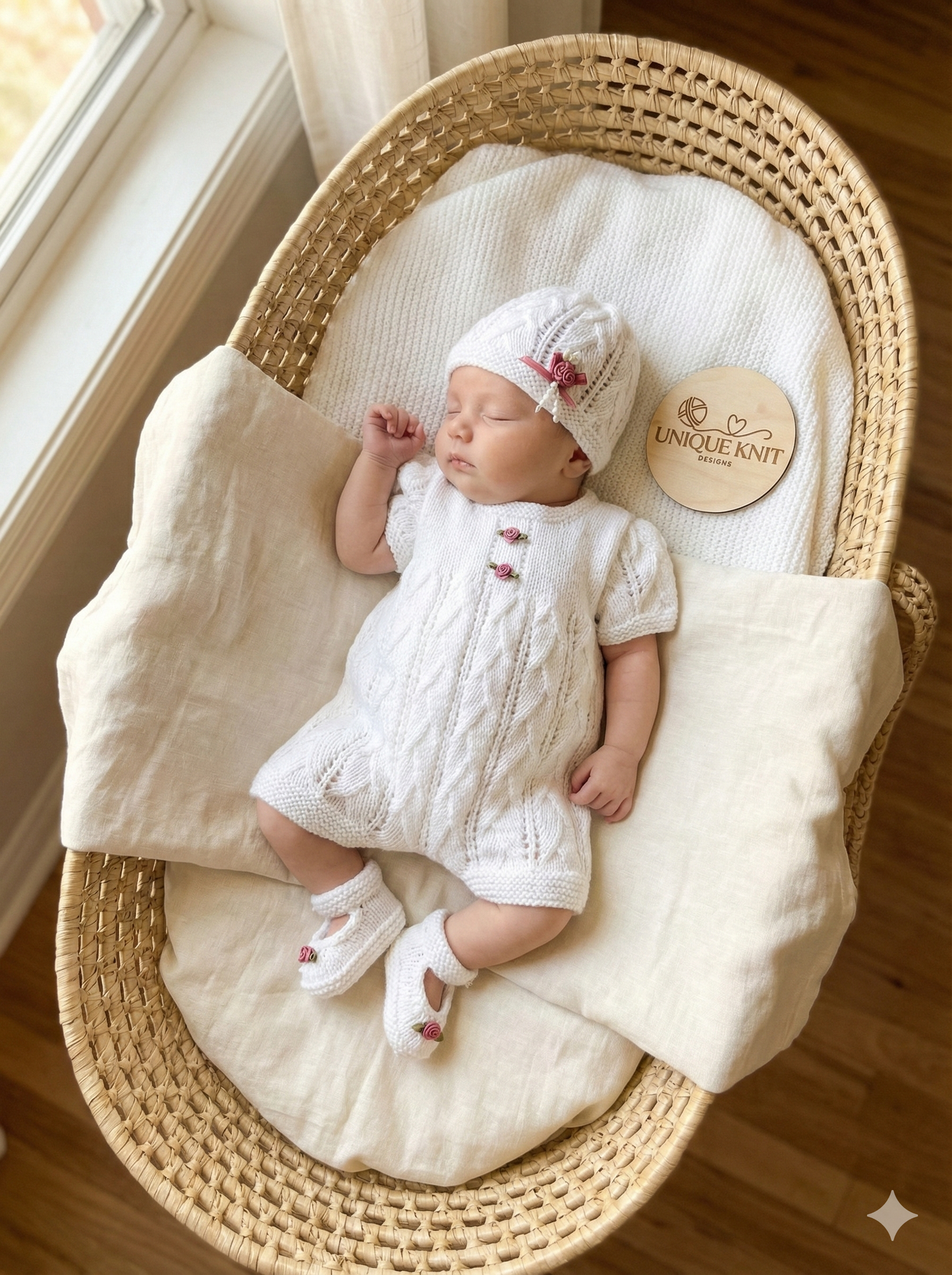 "Roses ” Romper Knitting pattern for Reborn doll 16 -22” or 0-3 Mth Old Baby