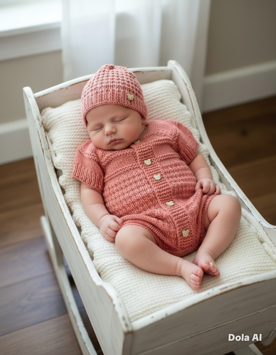 "Mango" Romper knitting pattern for reborn doll 16-22" or 0-3 Month old baby