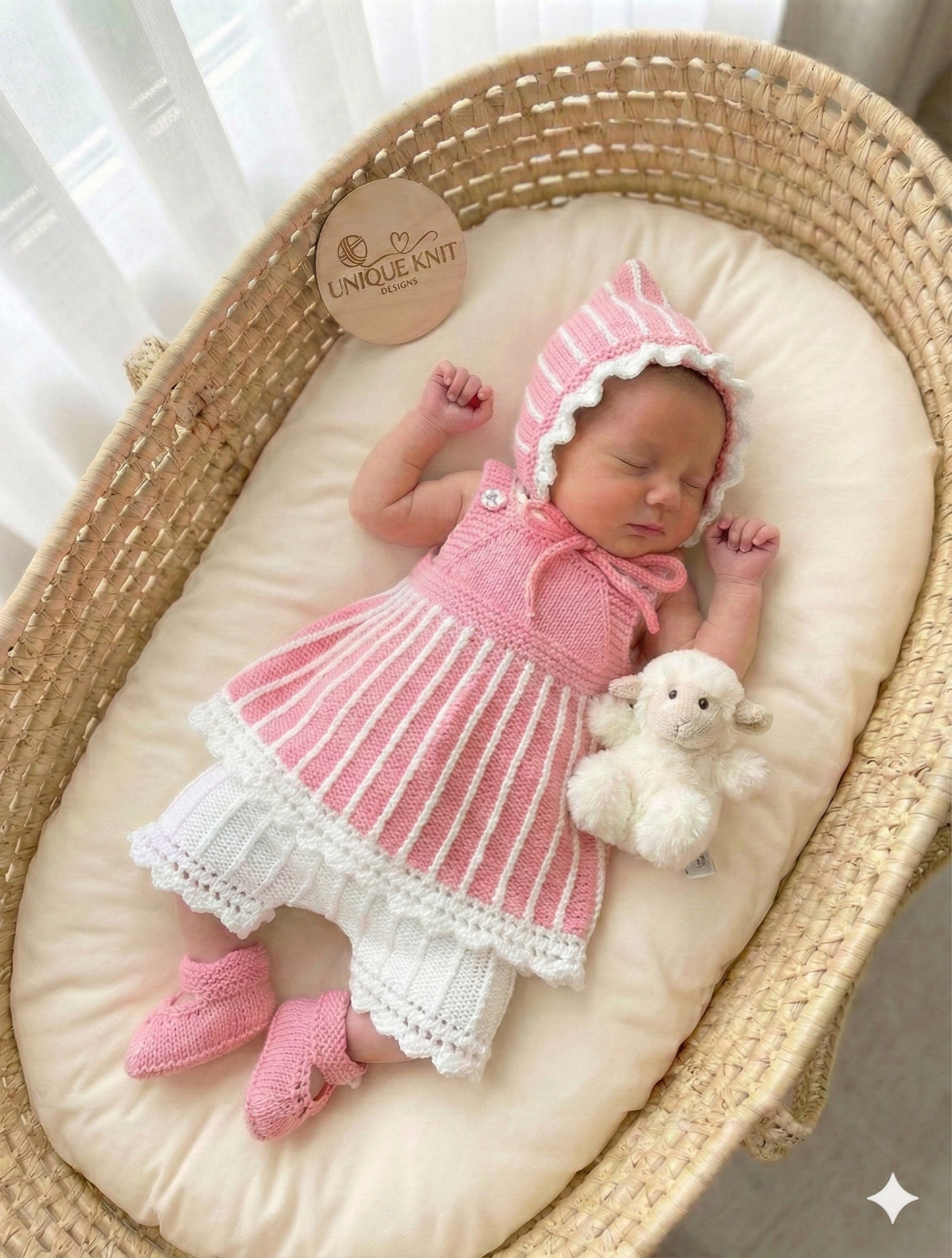 "Twinkle ” 4 Piece Set Knitting pattern for Reborn doll 16 -22” or 0-3 Mth Old Baby