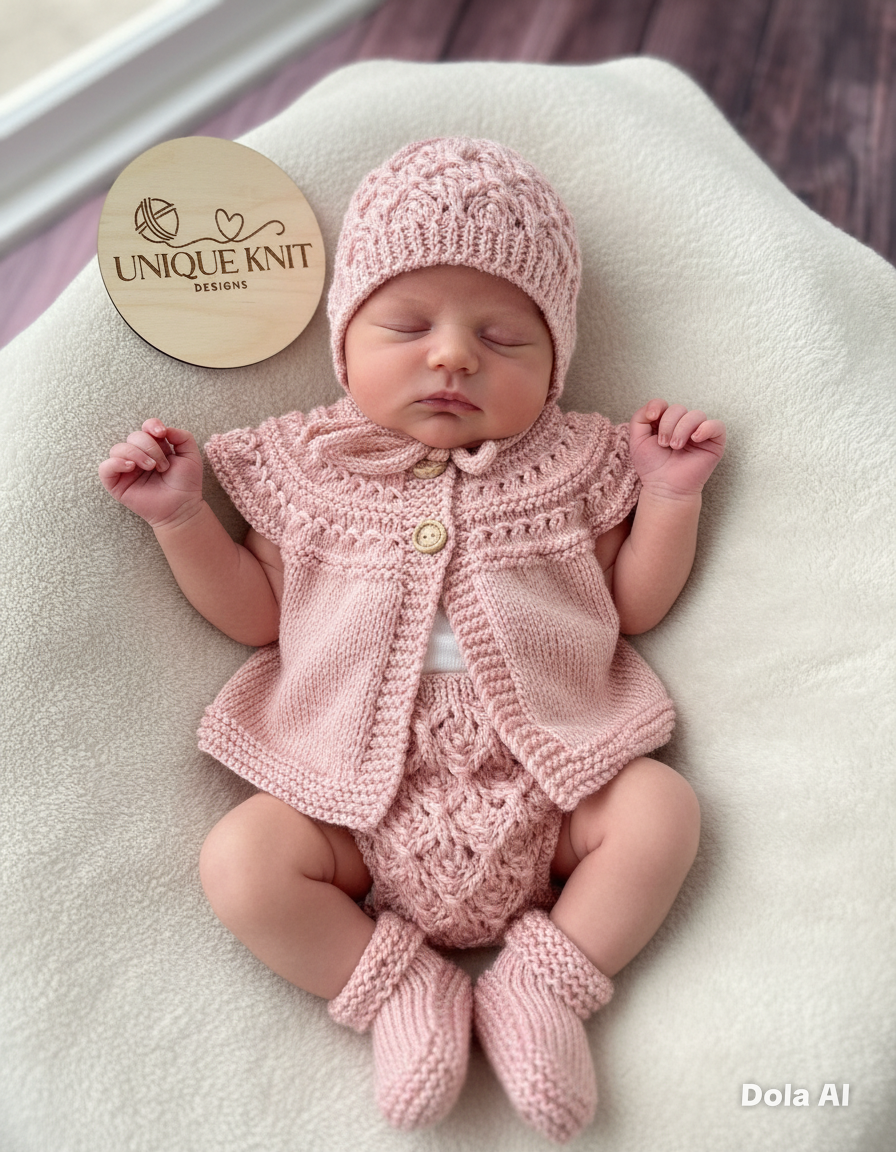 "Rianne” 4 Piece Knitting pattern set for Reborn doll 16 -22” or 0-3 Month Old Baby