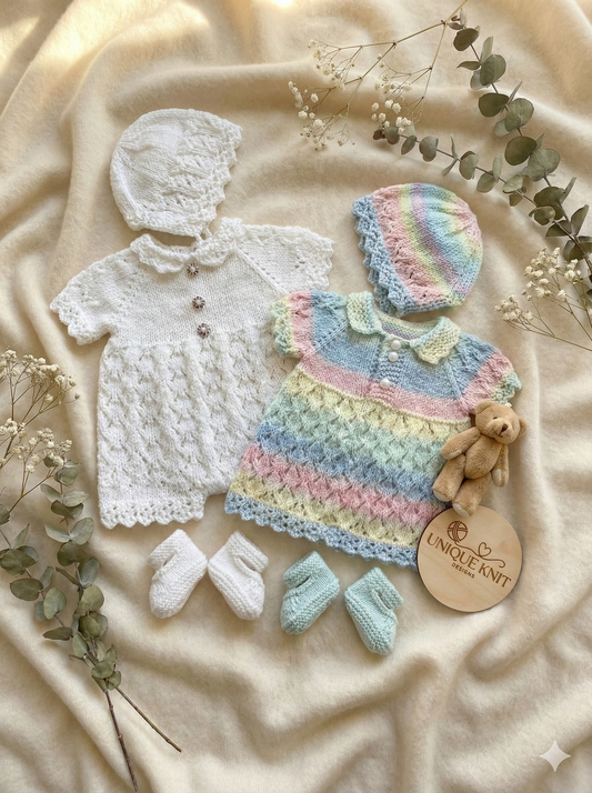 "Daisy” Romper and Dress set Knitting pattern for Reborn doll 16 -22” or 0-3 Mth Old Baby