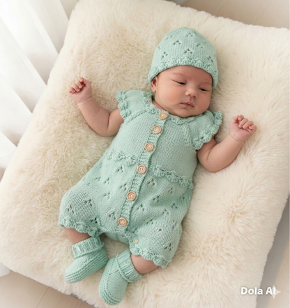 "Angel” Romper Knitting pattern for Reborn doll 16 -22” or 0-3 Month Old Baby