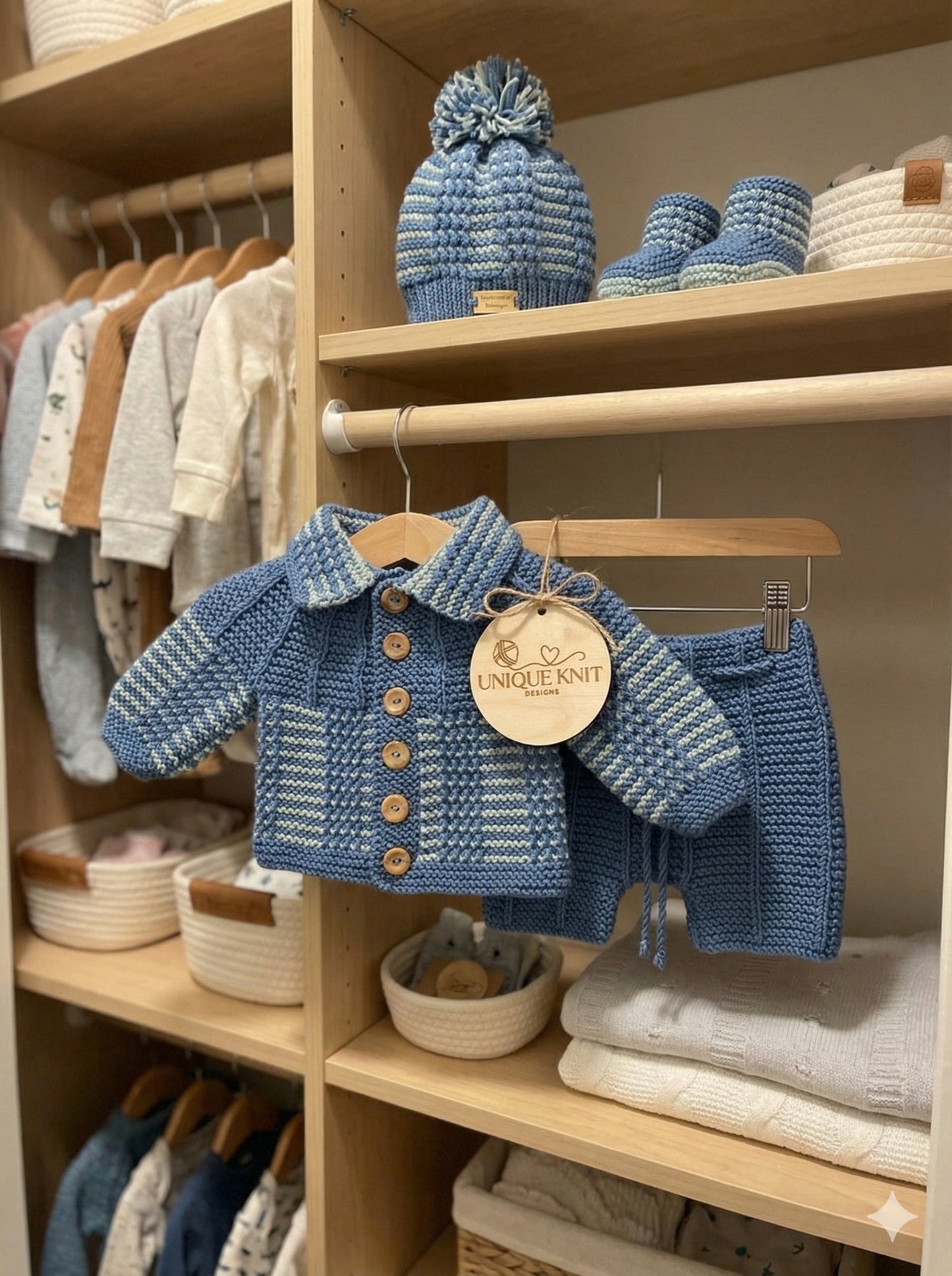 "Nathan” 4 Piece set knitting pattern for reborn doll 16-22" or 0-3 month old baby