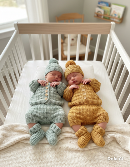 "Tate & Kate” 4 Piece Set Knitting pattern for Reborn doll 16-24” or 0-6 Mth Old Baby
