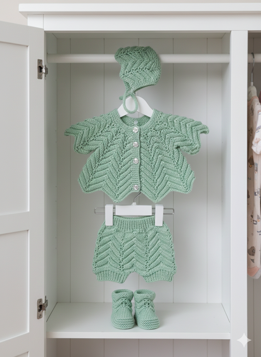 "Angelica” Multi-piece Knitting pattern for Reborn doll 16 -22” or 0-3 Month Old Baby