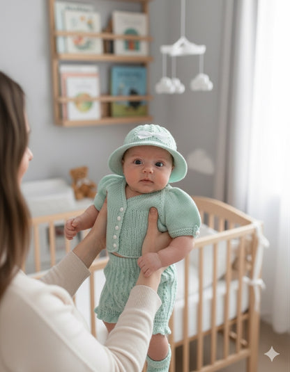 "Apricot” 4-piece set knitting pattern for Reborn doll 16 -22” or 0-3 Month Old Baby