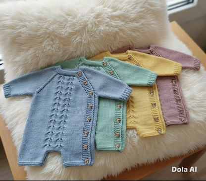 "Peanut" Romper knitting pattern for reborn doll 16-22" or 0-3 Month old baby