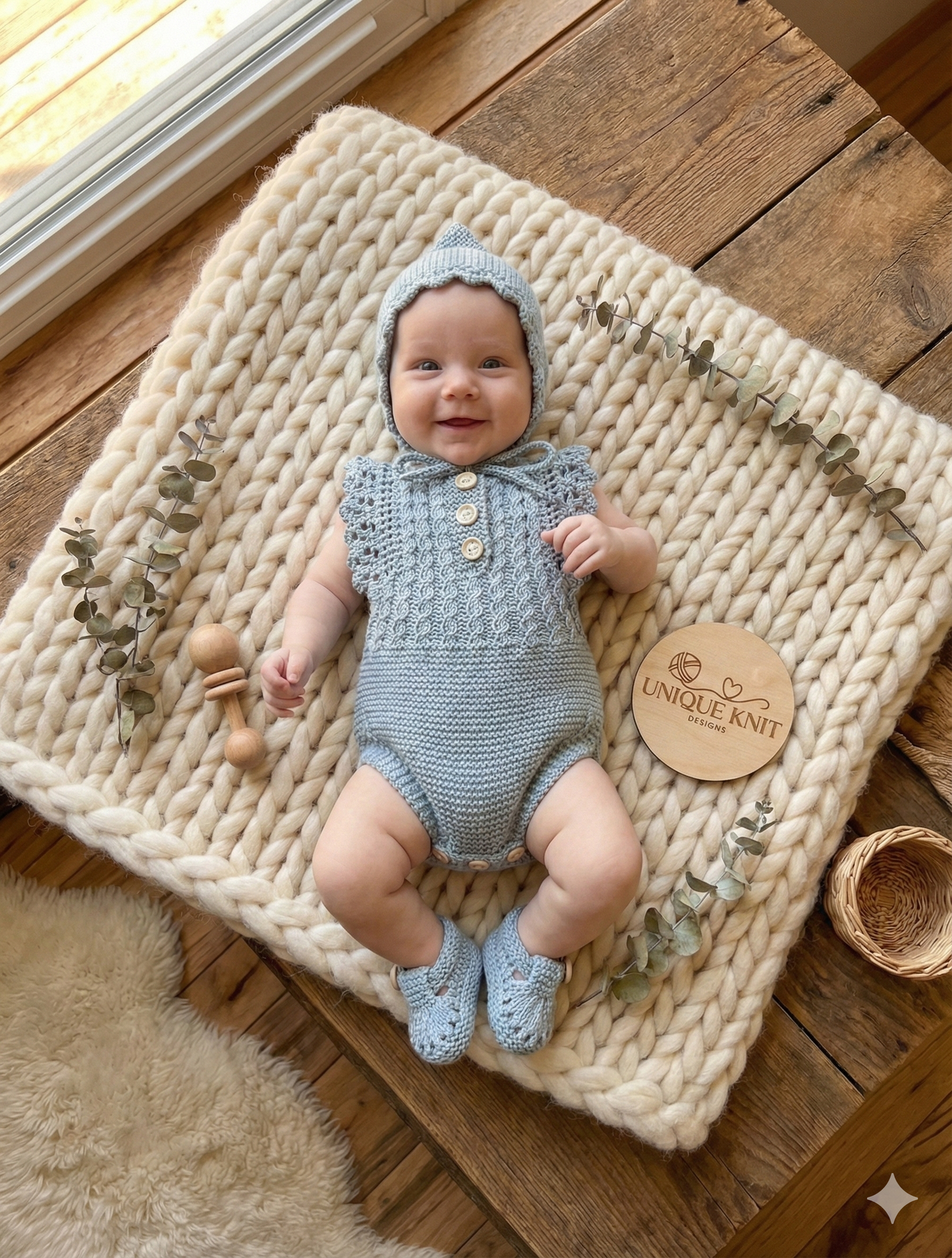 "Florence” Romper Knitting pattern for Reborn doll 16 -22” or 0-3 Month Old Baby