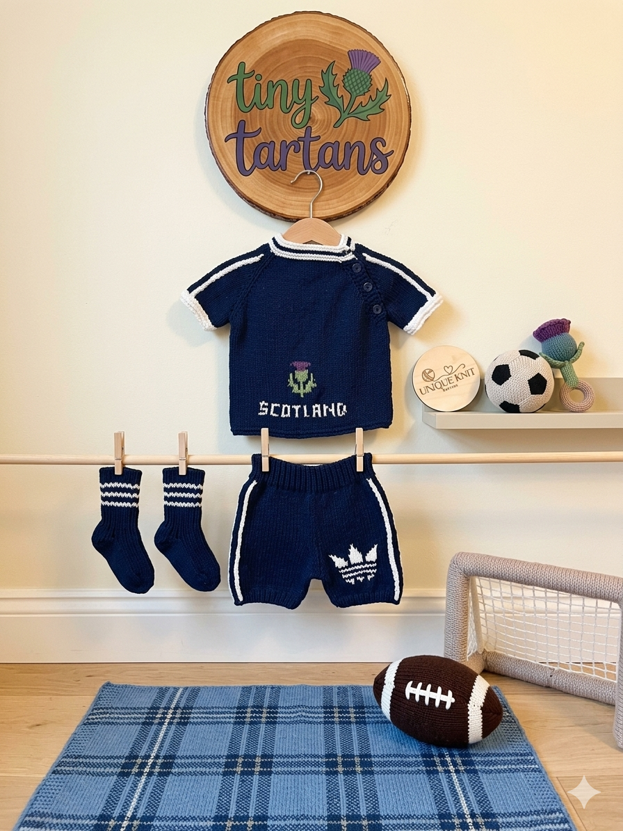 "Tiny Tartans” 3 piece Knitting pattern set for Reborn doll 16 -22” or 0-3 Month Old Baby