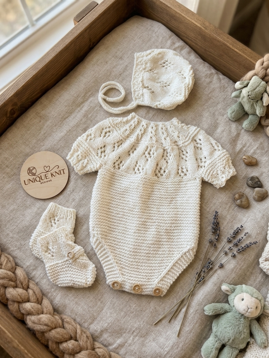 "Luna” 3 Piece Knitting pattern set for Reborn doll 16-22” or 0-3 Month Old Baby