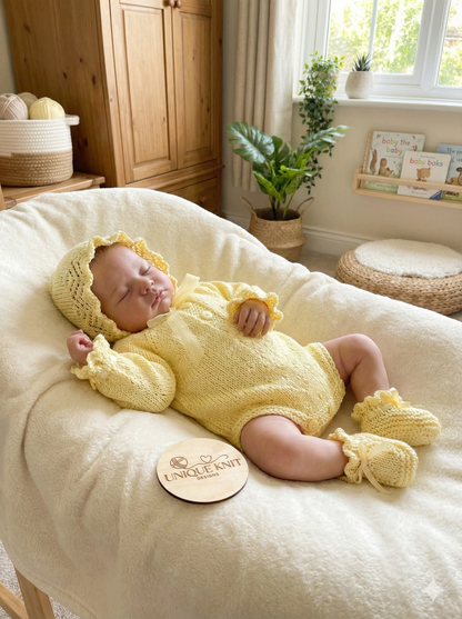 "Chelsea" Romper knitting pattern for reborn doll 16-22" or 0-3 Month old baby