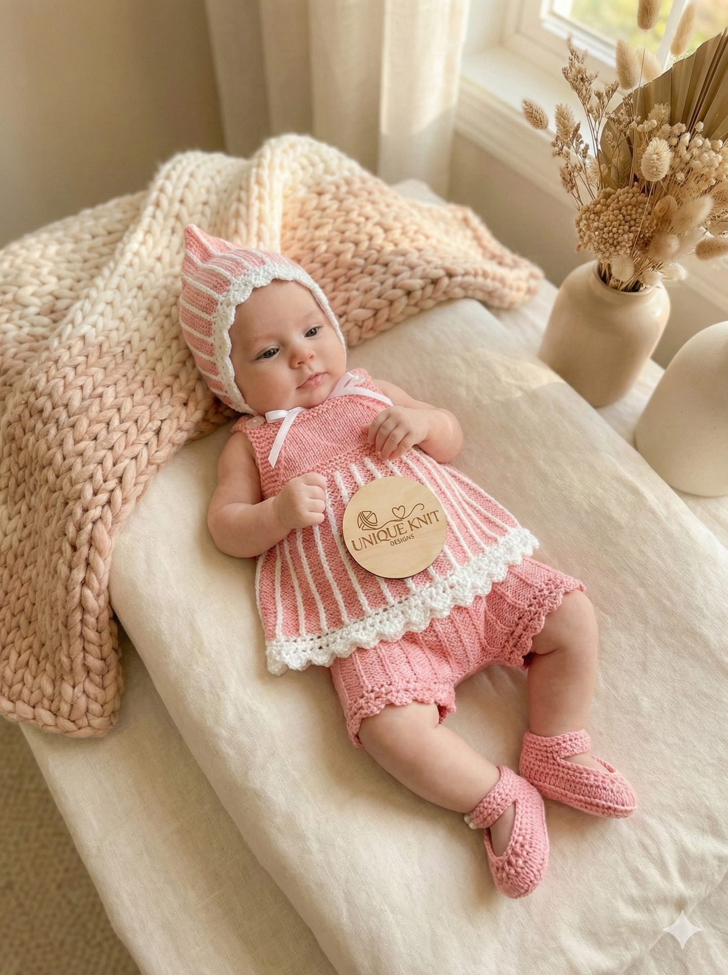 "Twinkle ” 4 Piece Set Knitting pattern for Reborn doll 16 -22” or 0-3 Mth Old Baby