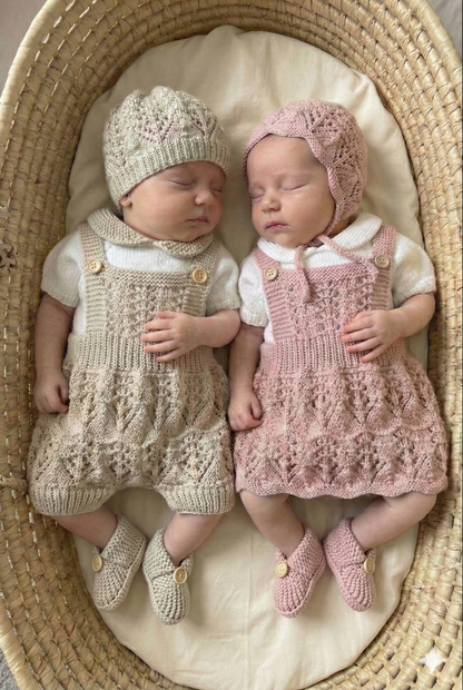 "Tim & Kim ” Multi Piece  twin set knitting pattern for reborn doll 16-22" or 0-3 month old baby