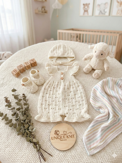"Treacle” Romper Knitting pattern for Reborn doll 16 -22” or 0-3 Month Old Baby