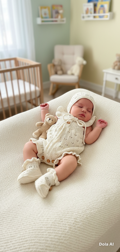 "Treacle” Romper Knitting pattern for Reborn doll 16 -22” or 0-3 Month Old Baby