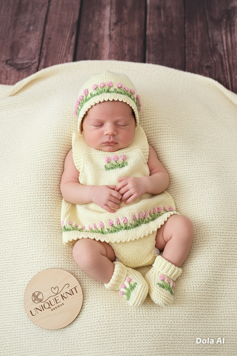 "Betsy” 4 Piece Knitting pattern set for Reborn doll 16 -22” or 0-3 Month Old Baby