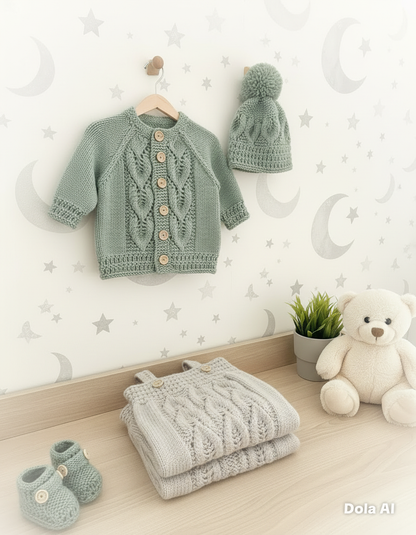 "Oregano” 4 Piece Set Knitting pattern for Reborn doll 16-22” or 0-3 Mth Old Baby