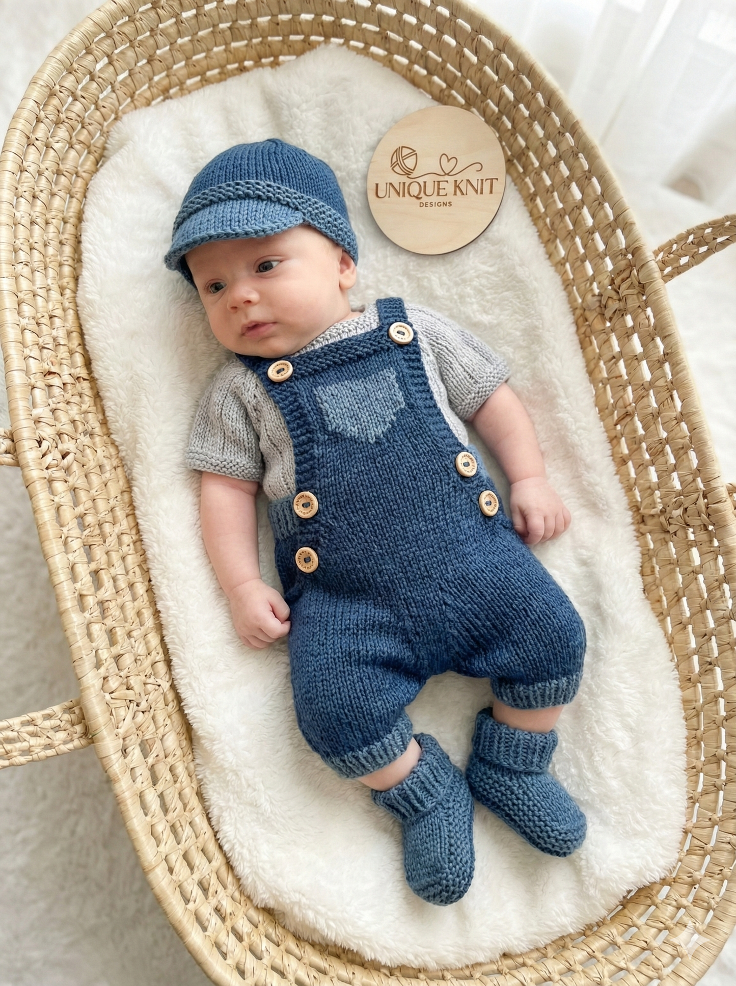 "Dandelion ” 4 Piece Set Knitting pattern for Reborn doll 16 -22” or 0-3 Mth Old Baby