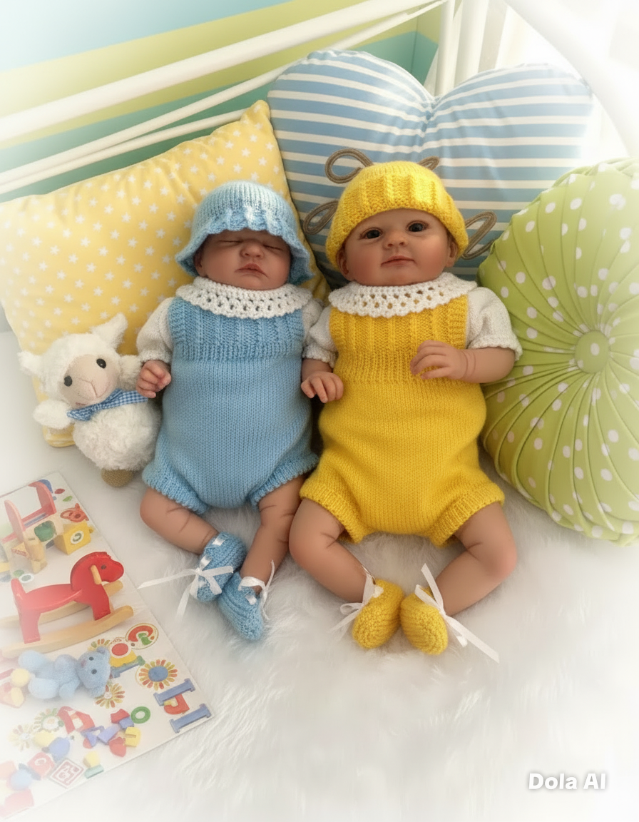 "Petal” Romper / Dungaree 4 piece set Knitting pattern for Reborn doll 16 -22” or 0-3 Mth Old Baby