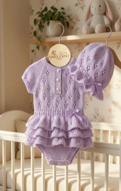 "Bouquet” Rah-Rah romper Knitting pattern for Reborn doll 16 -22” or 0-3 Mth Old Baby