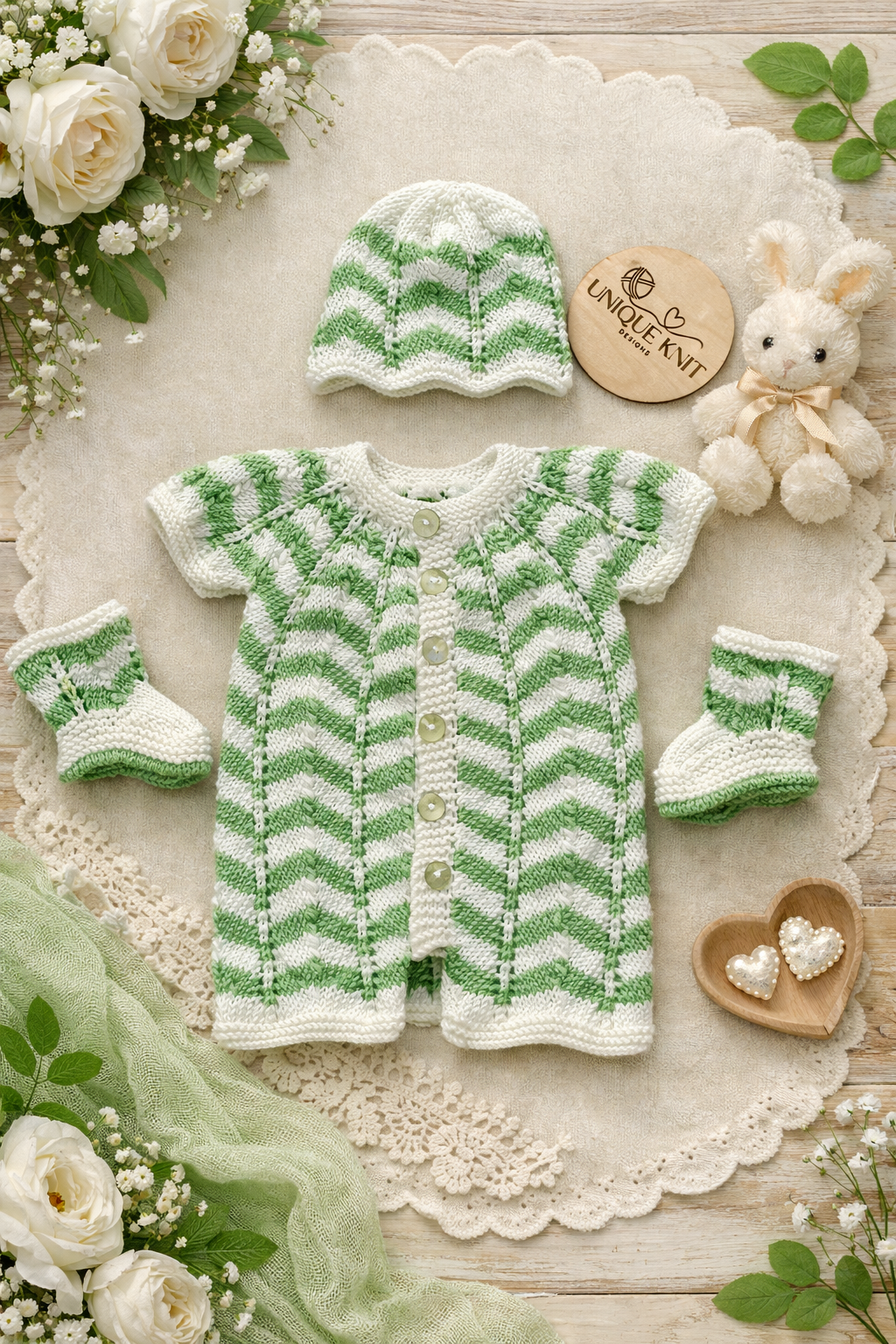 "Chevronette” Multi-piece Knitting pattern for Reborn doll 16 -22” or 0-3 Month Old Baby