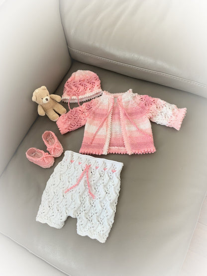 "Ivy” 4 Piece Set Knitting pattern for Reborn doll 16-22” or 0-3 Month Old Baby