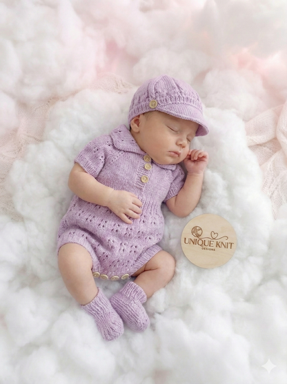 "Lotus ” Romper Knitting pattern for Reborn doll 16 -22” or 0-3 Mth Old Baby