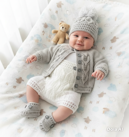 "Oregano” 4 Piece Set Knitting pattern for Reborn doll 16-22” or 0-3 Mth Old Baby
