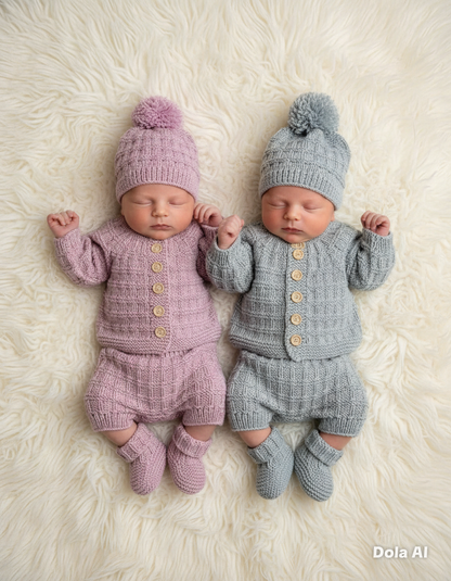 "Tate & Kate” 4 Piece Set Knitting pattern for Reborn doll 16-24” or 0-6 Mth Old Baby