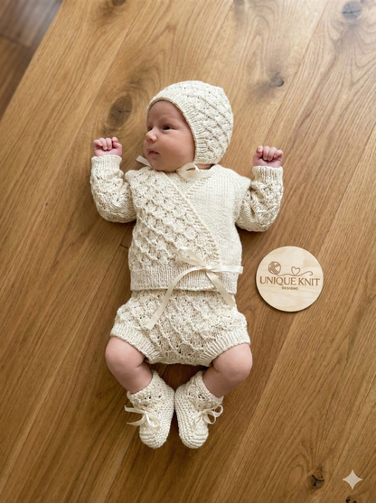 "Caraway” 4 Piece Set Knitting pattern for Reborn doll 16-22” or 0-3 Month Old Baby