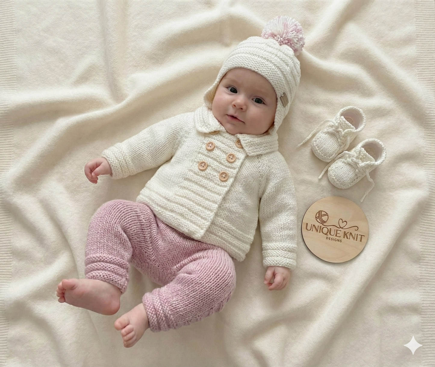 "Rowan” 4 Piece Set Knitting pattern for Reborn doll 16-22” or 0-3 Mth Old Baby