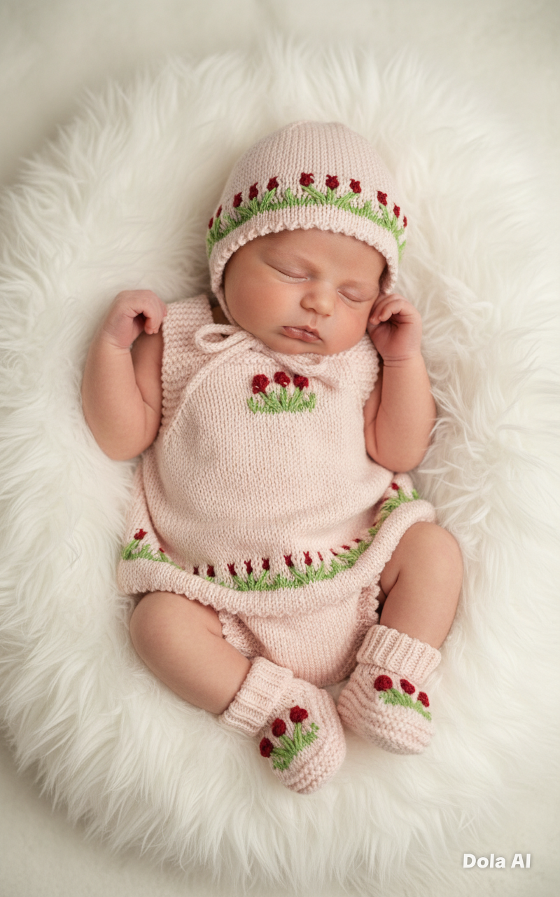 "Betsy” 4 Piece Knitting pattern set for Reborn doll 16 -22” or 0-3 Month Old Baby