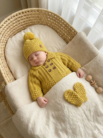 "Enchanted” 3 Piece Coat Set Knitting pattern for Reborn doll 16-22” or 0-3 Month Old Baby