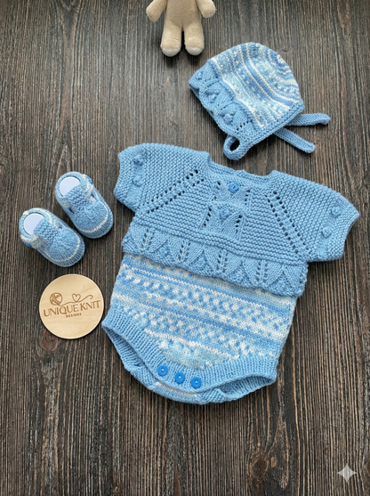"Candy” Romper Knitting pattern for Reborn doll 16 -22” or 0-3 Month Old Baby