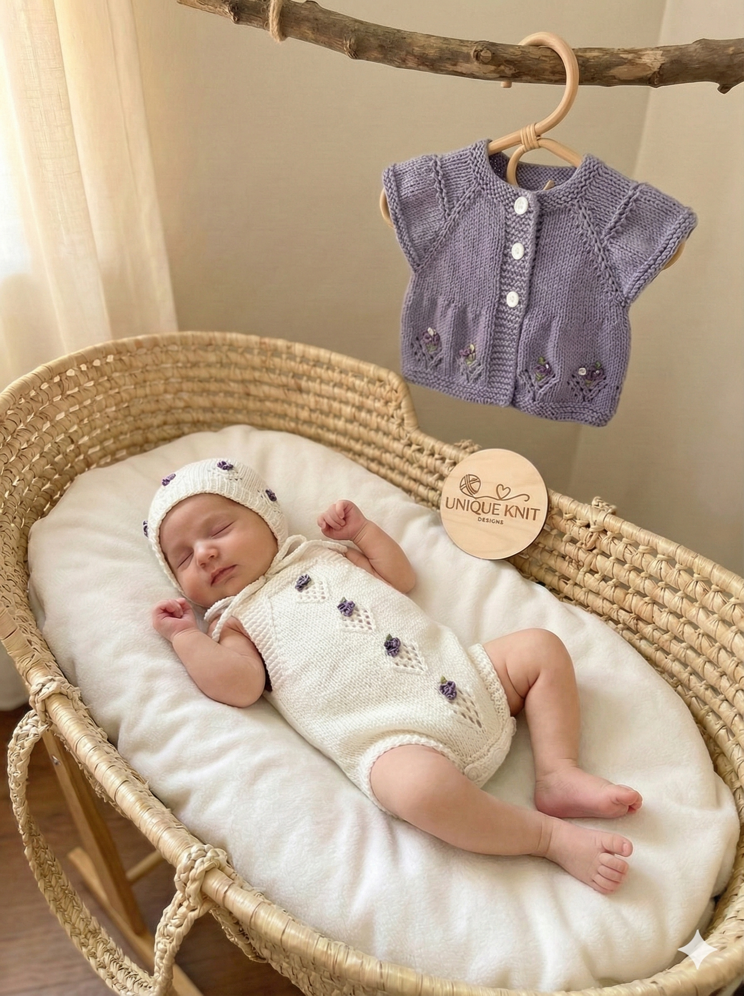 "Isabelle” 4 Piece Knitting pattern set for Reborn doll 16 -22” or 0-3 Month Old Baby