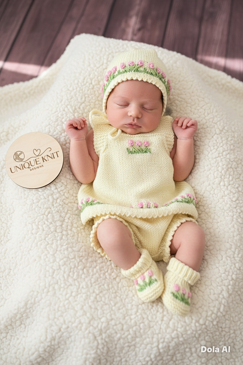 "Betsy” 4 Piece Knitting pattern set for Reborn doll 16 -22” or 0-3 Month Old Baby