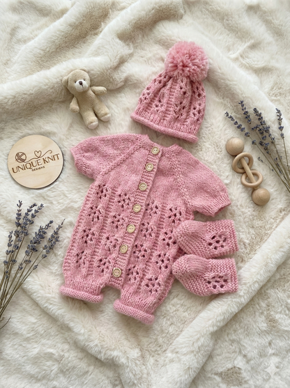 "Bounty” Romper Knitting pattern for Reborn doll 16 -22” or 0-3 Mth Old Baby