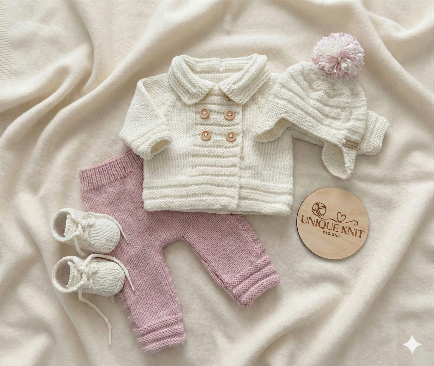 "Rowan” 4 Piece Set Knitting pattern for Reborn doll 16-22” or 0-3 Mth Old Baby