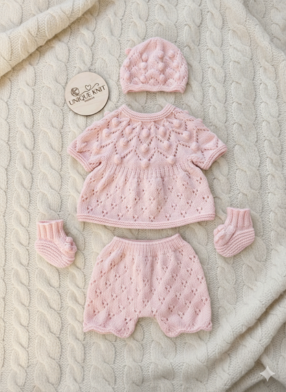 "Dewdrop” multi Piece Knitting pattern set for Reborn doll 16 -22” or 0-3 Month Old Baby
