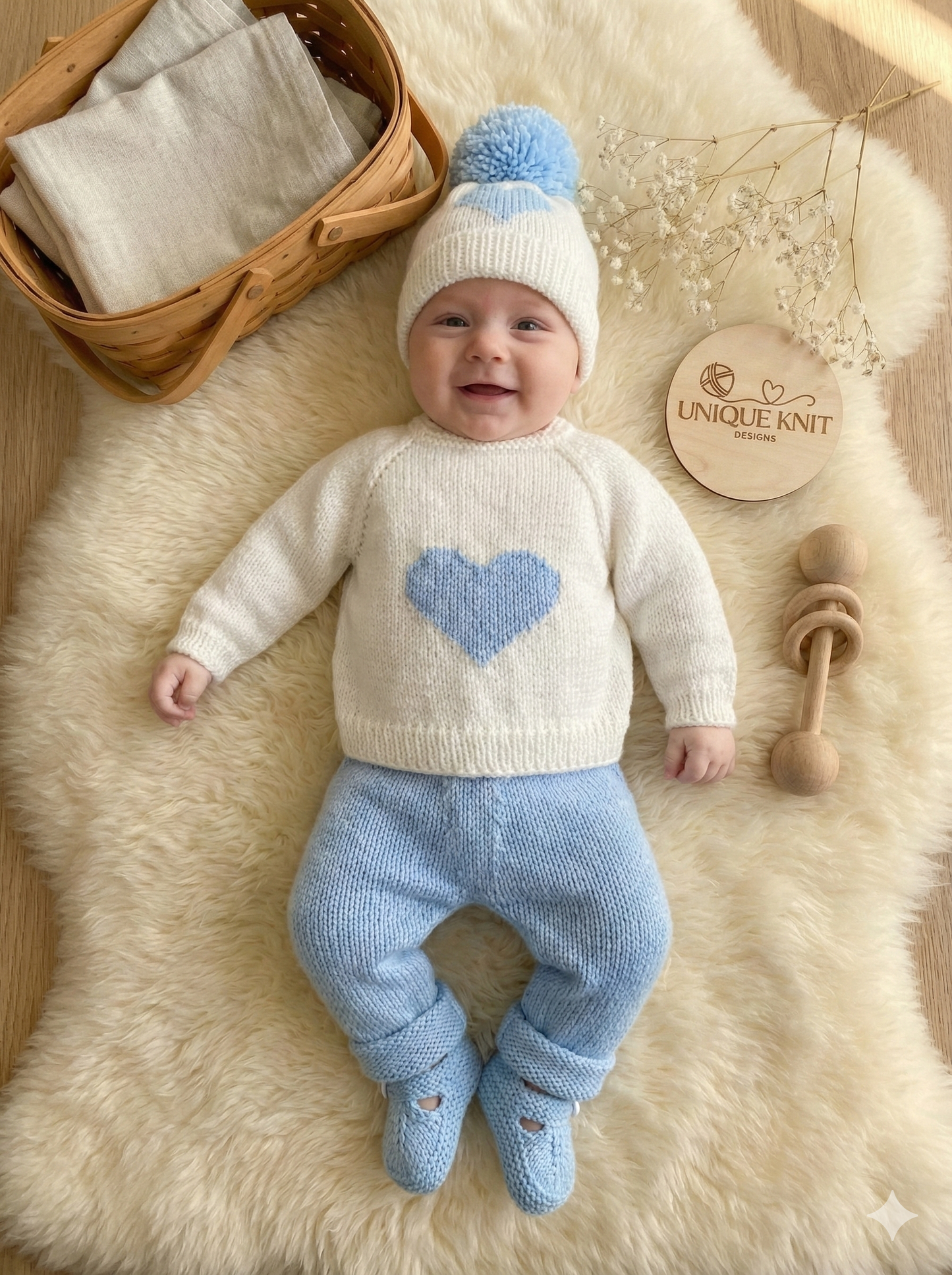 "Camellia” Jeans Set Knitting pattern for Reborn doll 16 -22” or 0-3 Mth Old Baby