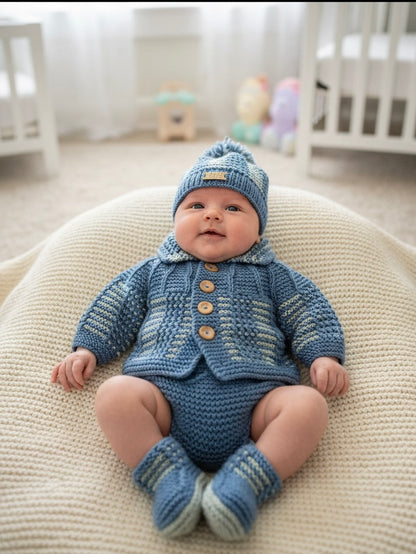 "Nathan” 4 Piece set - 8 sizes from premature to 24 Month old baby