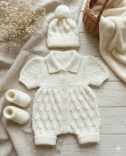 "Bluebell ” Romper Knitting pattern for Reborn doll 16 -22” or 0-3 Mth Old Baby