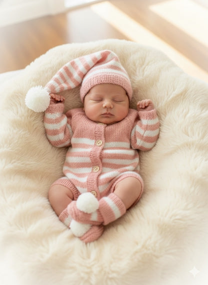 "Sweet Dreams” Romper Set Knitting pattern for Reborn doll 16 - 22” or 0-3 Mth Old Baby